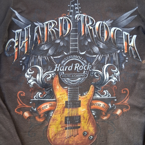 Hard Rock Cafe Dark Brown Guitar Graphic Long Sleeve Tee - Picture 3 of 3